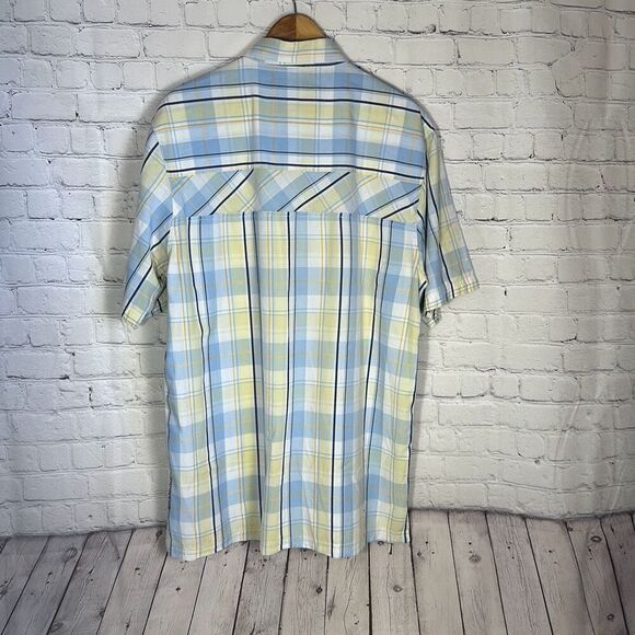 Gramicci Mens Blue White Plaid Button Down Short Sleeve Shirt Size XL - Picture 3 of 7